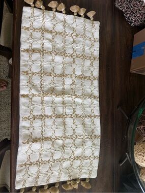 Serena & Lily Cream and Tan Tassel pillow without insert. 14x30 new